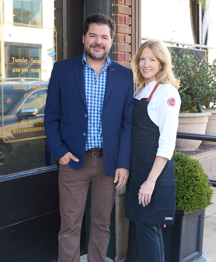 Clay and Felicia outside Felicia Suzanne’s restaurant